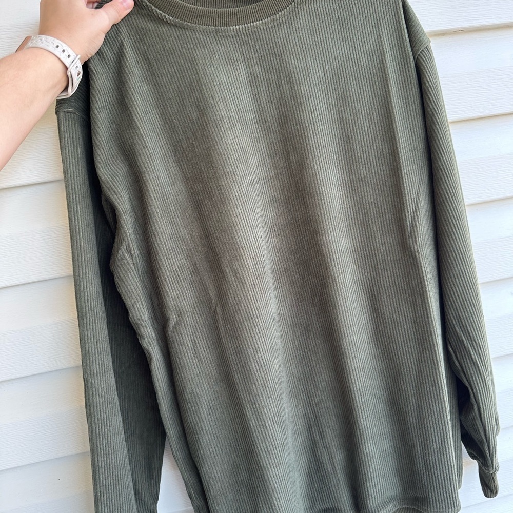 Army Green Corded OVERSIZED Sweatshirt - Picture 6 of 6